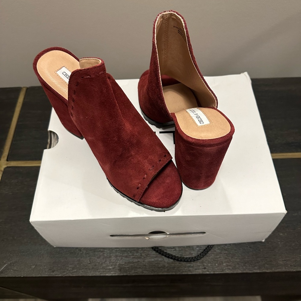 Slip in suede burgundy shoe